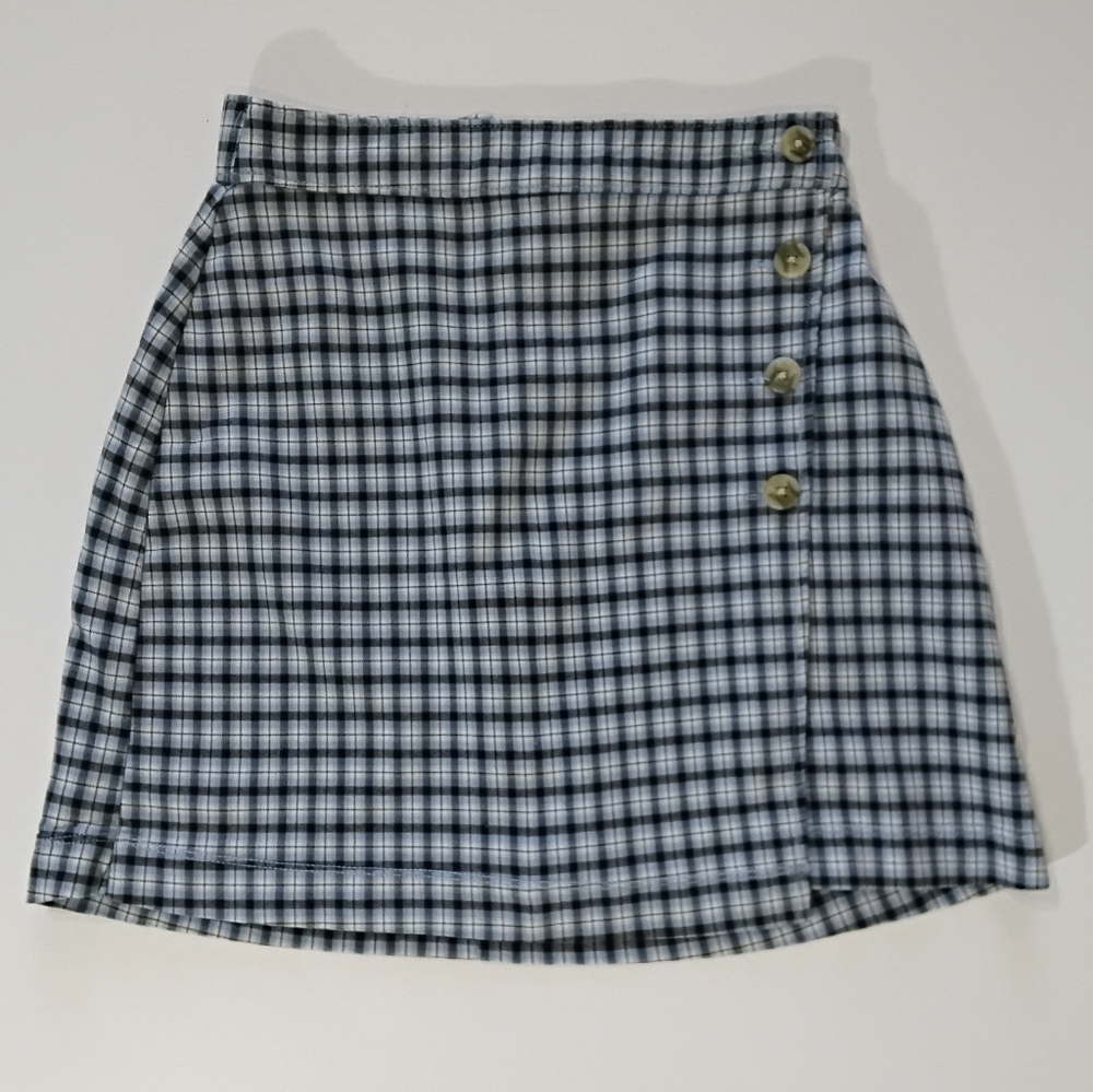 Hollister Ultra High Rise Mini Skirt‎ Womens XL Blue Tartan Plaid